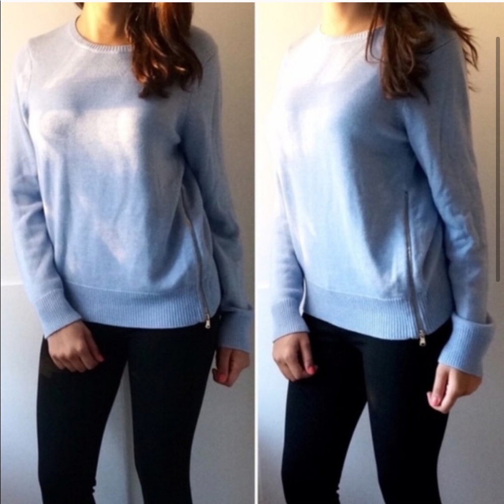 Ann Taylor Sky Blue Zip Sweater